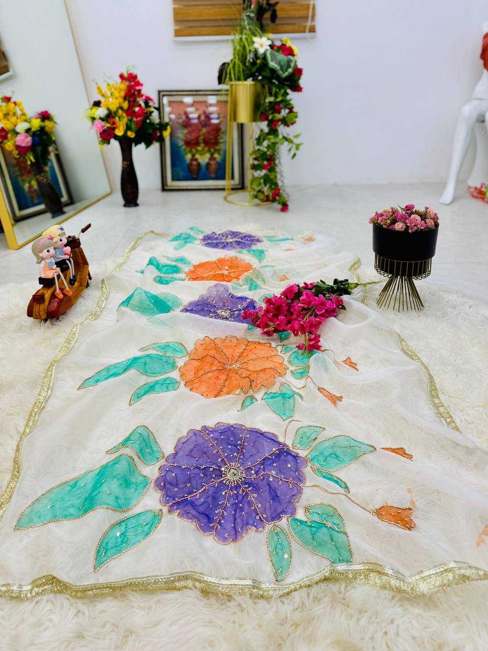 YNF Wholesale Organza Silk Printed Duppata KESH158 8007 | Surat Manufacturer