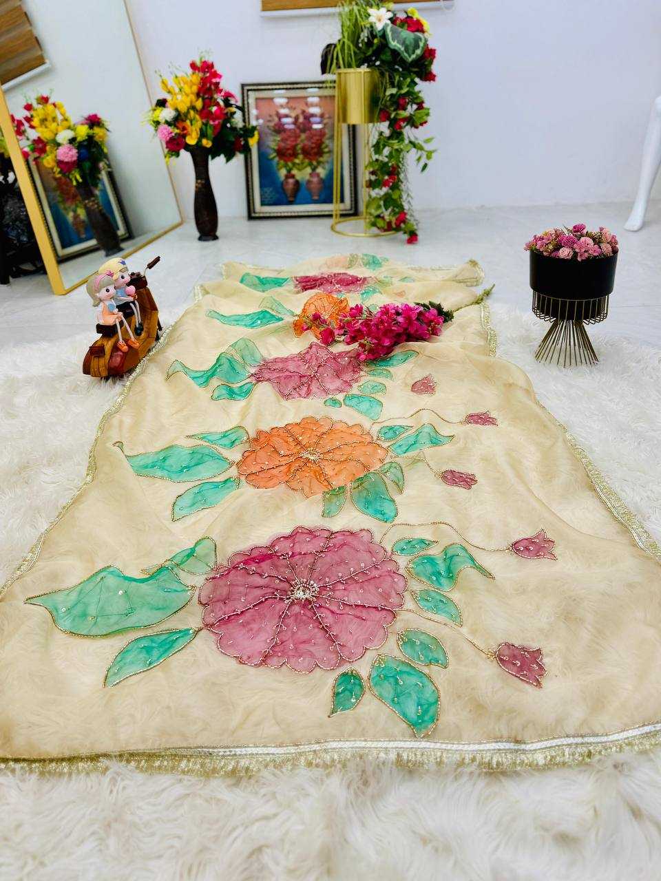 YNF Wholesale Organza Silk Printed Duppata KESH158 8007 | Surat Manufacturer