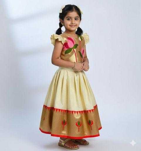 YNF Wholesale Paithani Silk Kids Designer Frock RIN235 stitched Paithani | Surat Manufacturer