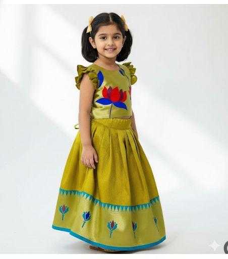YNF Wholesale Paithani Silk Kids Designer Frock RIN235 stitched Paithani | Surat Manufacturer