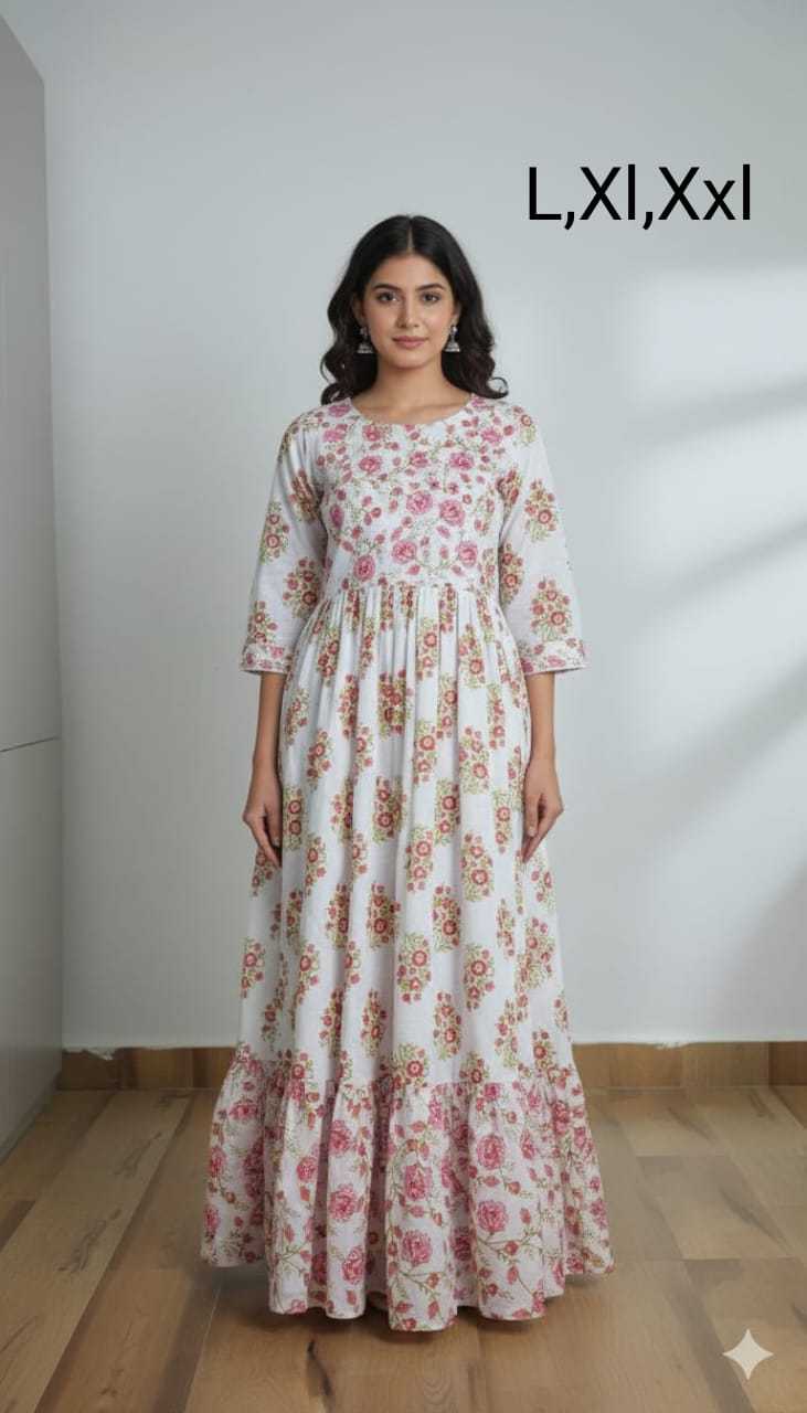 YNF Wholesale Pure Cotton Maxi Dresses KESH585 174 | Surat Manufacturer