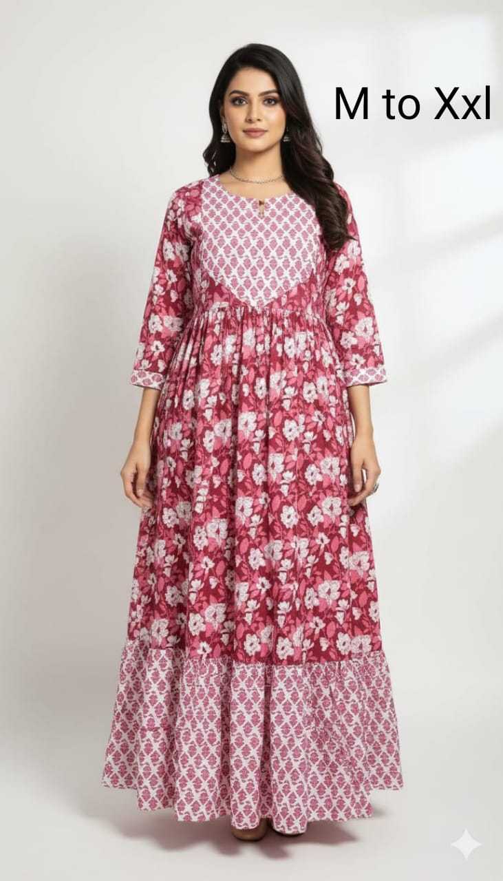 YNF Wholesale Pure Cotton Maxi Dresses KESH585 174 | Surat Manufacturer