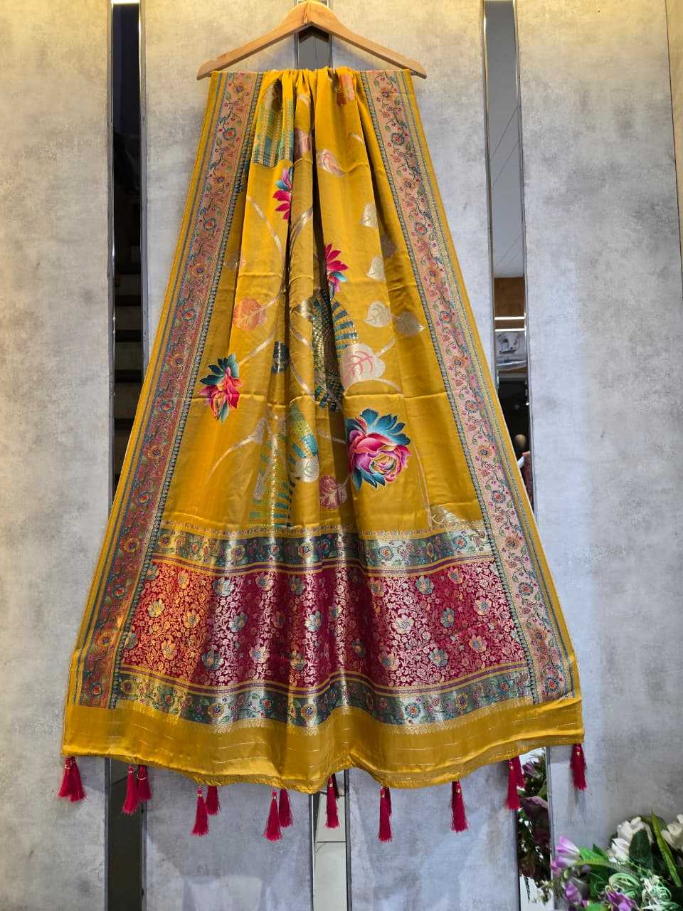 YNF Wholesale Pure Silk Gajji Modal Dupattas KESH580 PUMKIN | Surat Manufacturer