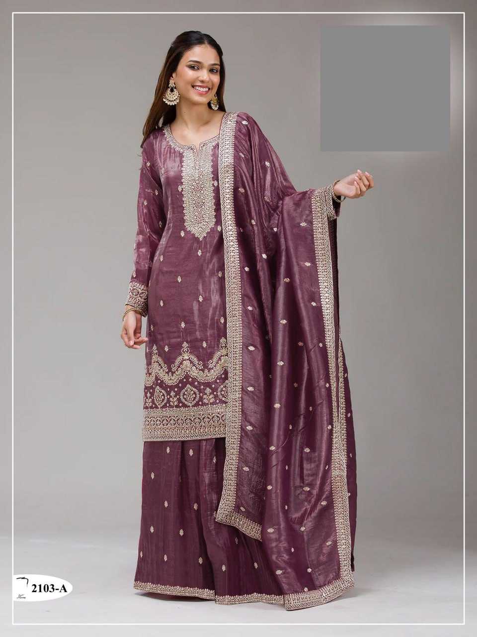 YNF Wholesale Soft Gold Crush Embroidery Suits KESH704 OS 2103 | Surat Manufacturer