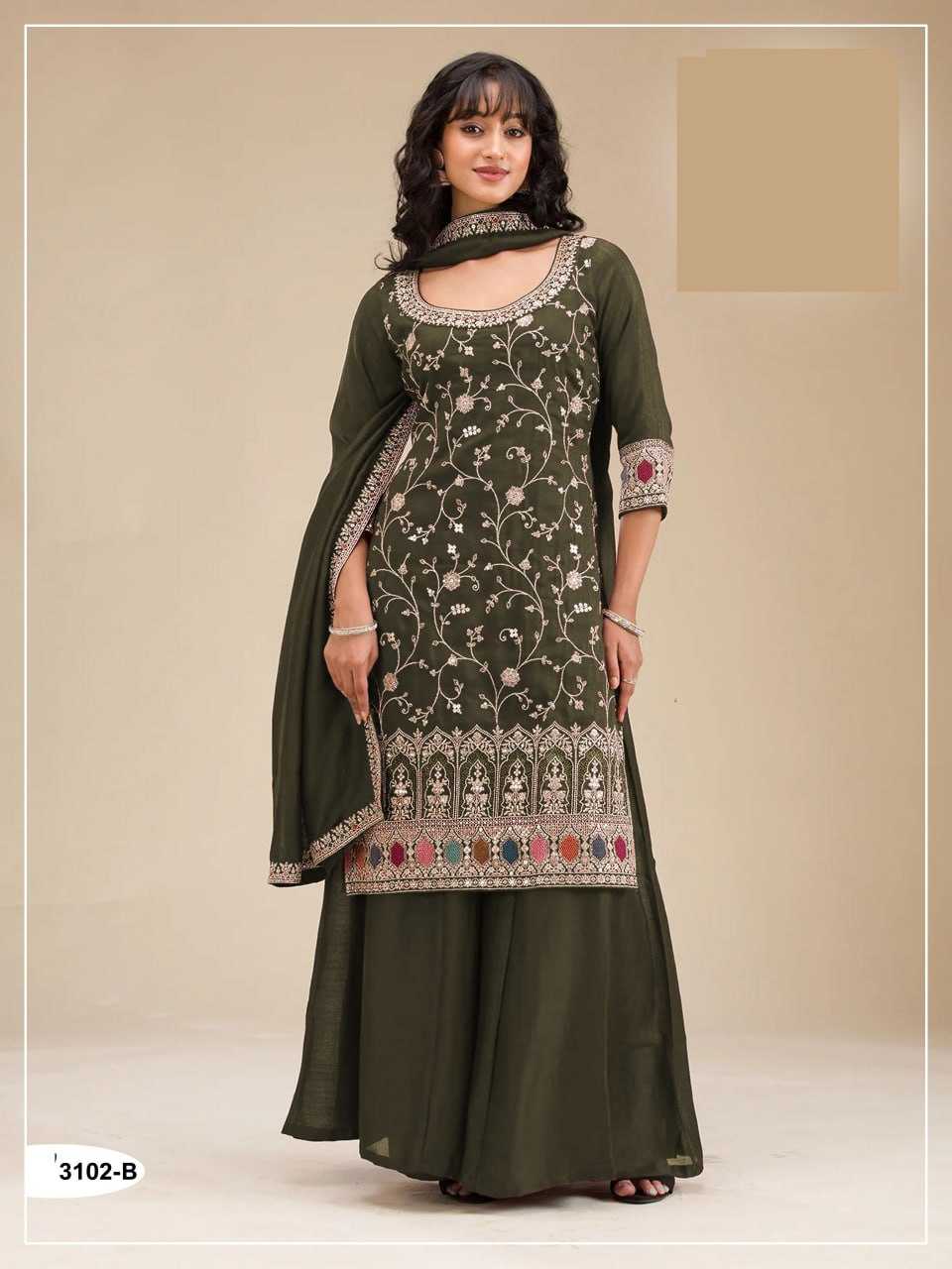 YNF Wholesale Vichitra Silk Embroidery Suits KESH704 OS 3102 | Surat Manufacturer