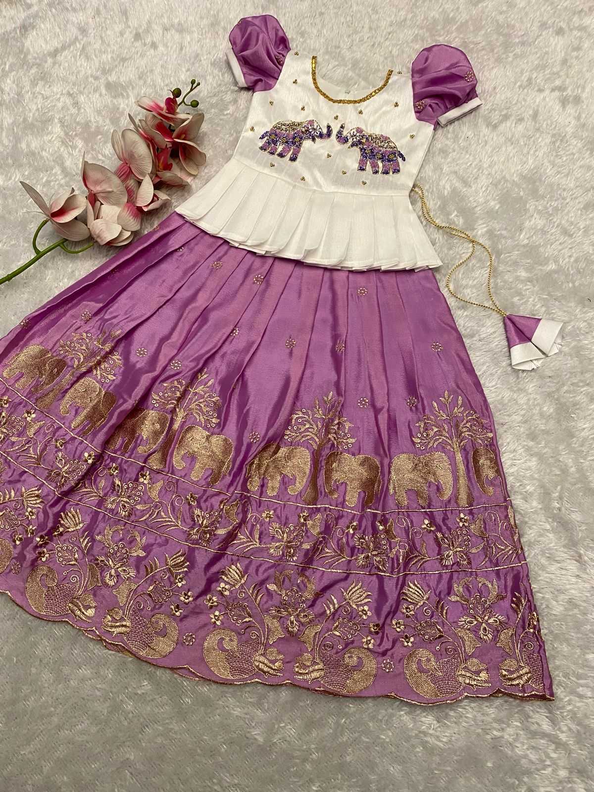 YNF Wholesale Chinon Silk Kids Lehenga RIN235 110 | Surat Manufacturer