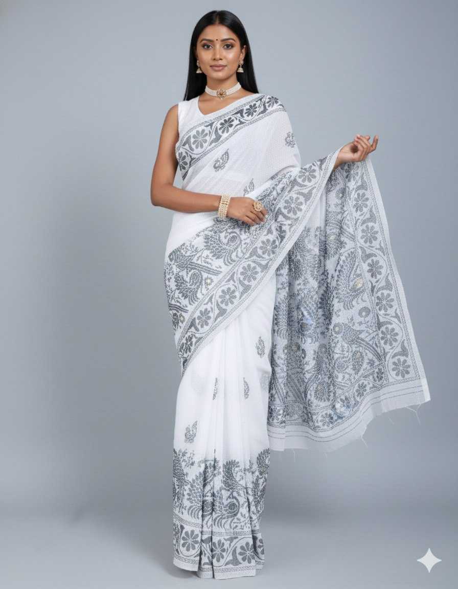 YNF Wholesale Cotton Jamdani Sarees KESH705 PANCHI | Surat Manufacturer