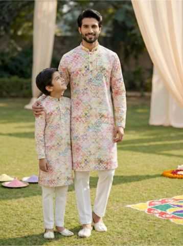 YNF Wholesale Cotton Boys Kurta Pyjama RIN223 Father-Son Combo Kurta Pyjama | Surat Manufacturer