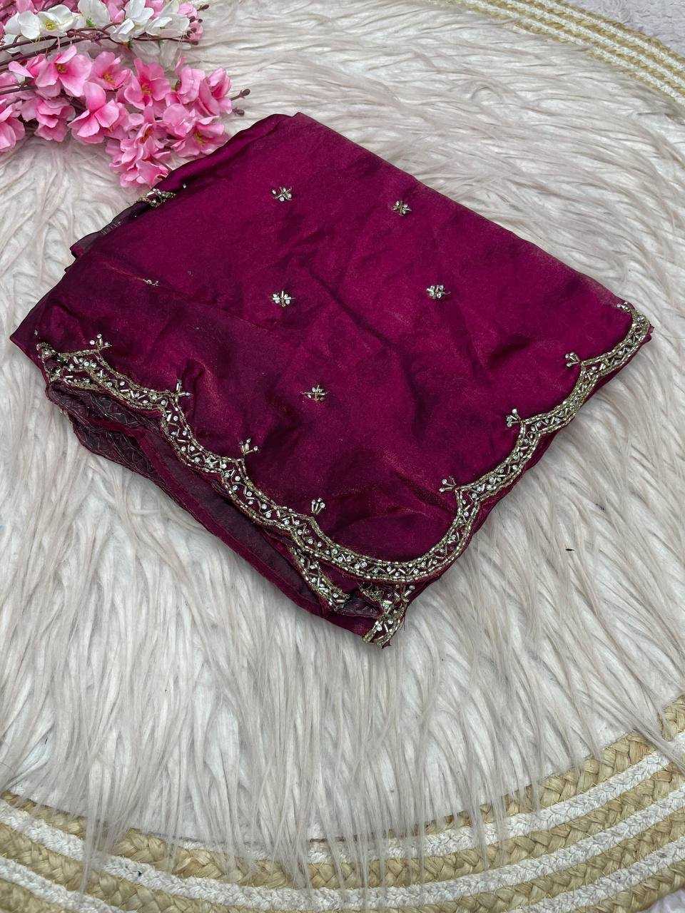 YNF Wholesale FENDY Satin Hand Work Sarees RIN230 732 | Surat Manufacturer