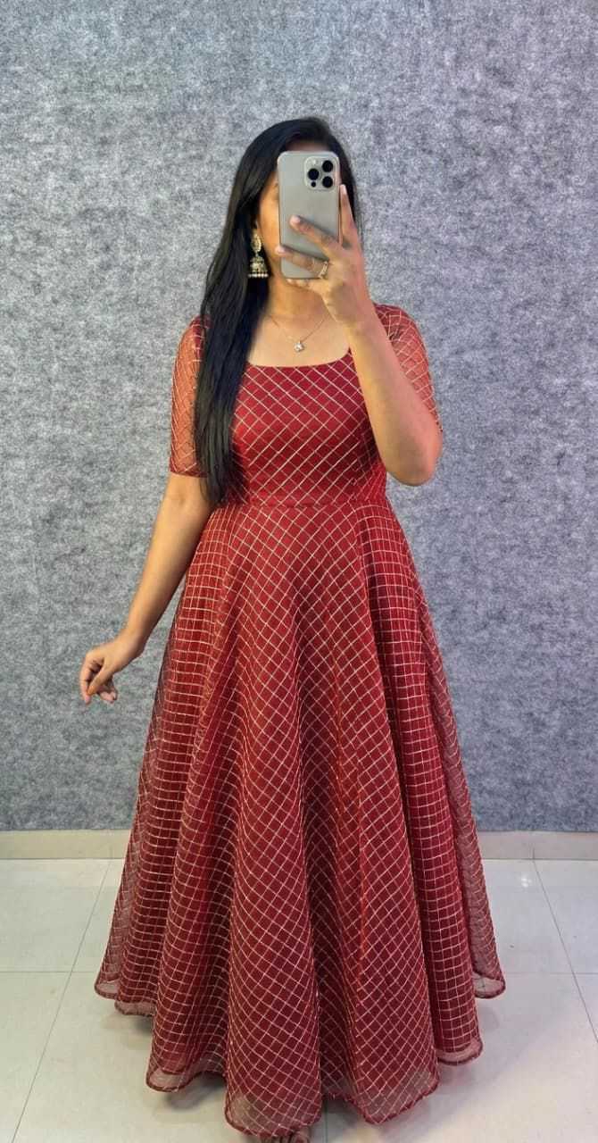 YNF Wholesale Net Embroidery Gowns KESH599 110 | Surat Manufacturer