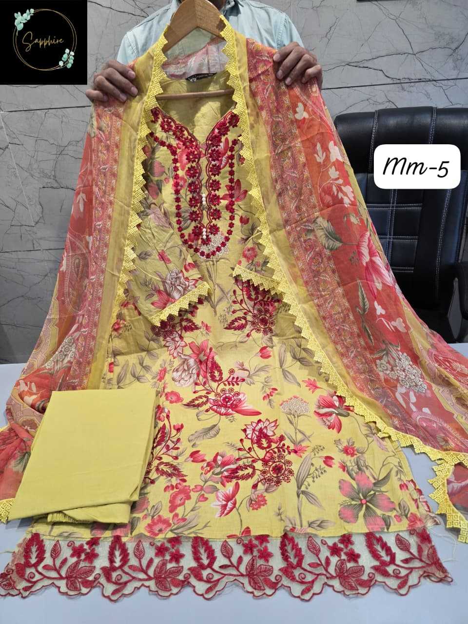 YNF Wholesale Pure Cotton Embroidery Suits KESH677 JAZMIN MAUSAMMURRY VOL-5 | Surat Manufacturer