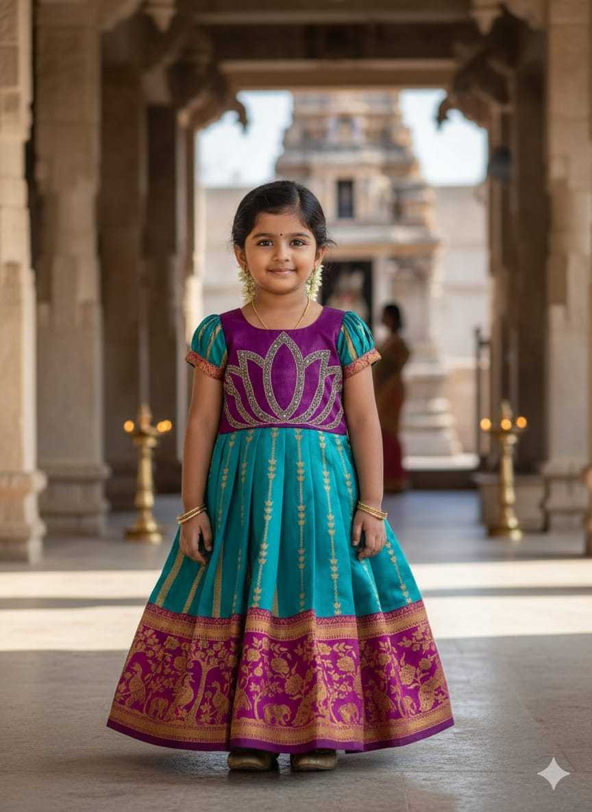 YNF Wholesale Silk Kids Gown KESH505 Six6 Lotus | Surat Manufacturer