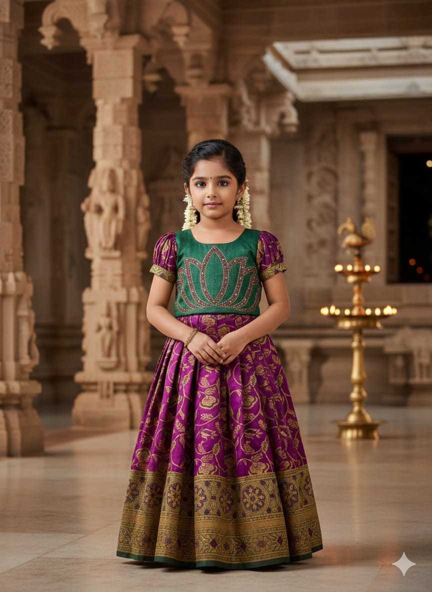 YNF Wholesale Silk Kids Gown KESH505 Six6 Lotus | Surat Manufacturer