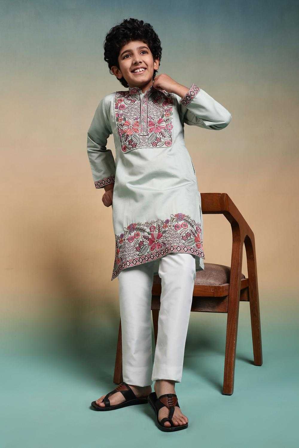 YNF Wholesale Silk Boys Kurta Pyjama RIN202 91101 SHAAHI JUNIOR | Surat Manufacturer