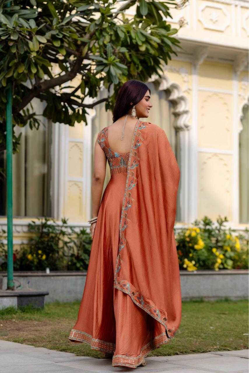 YNF Wholesale Vichitra Silk Embroidered Gown RIN215 39 | Surat Manufacturer