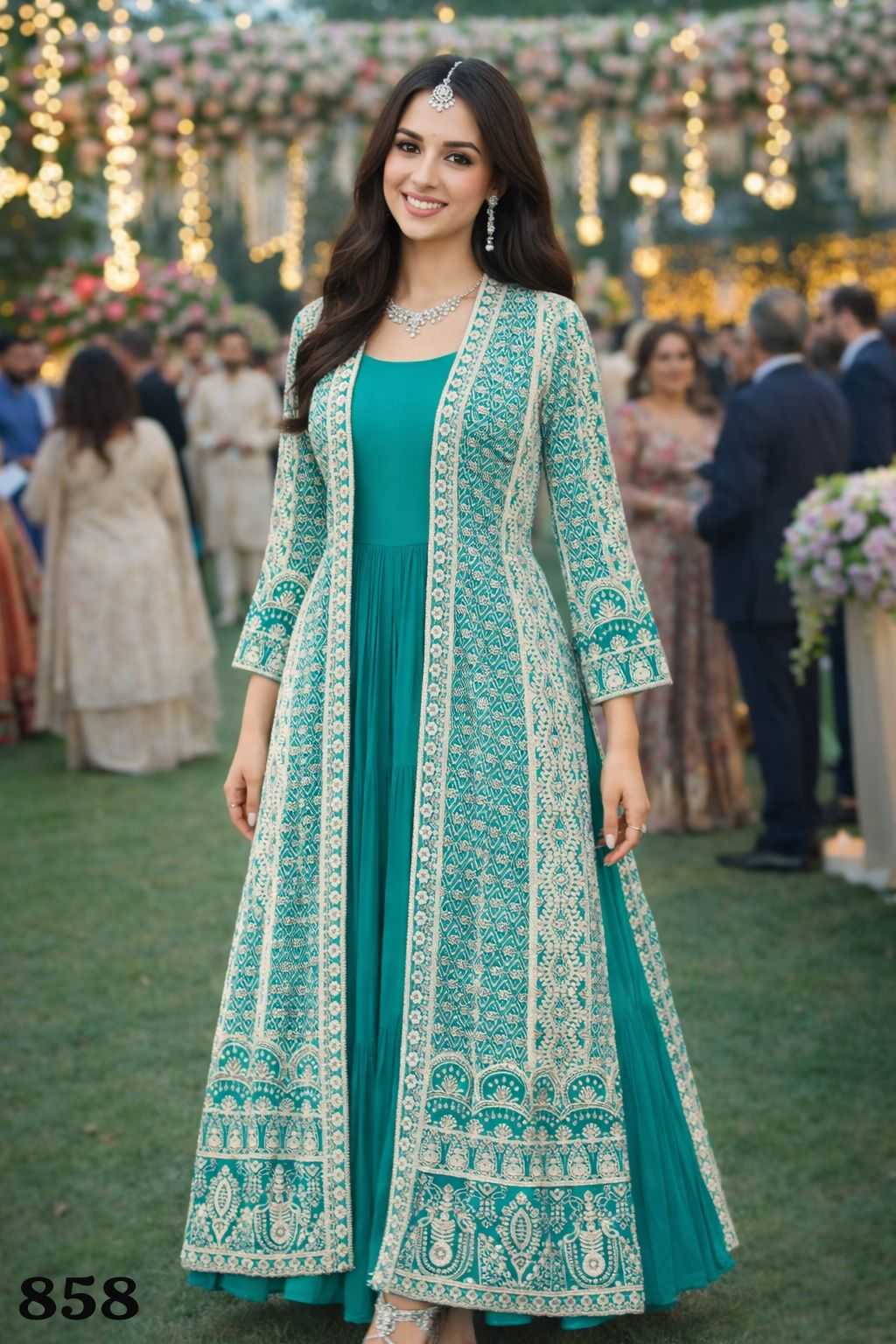 YNF Wholesale Chinon Embroidery Gowns KESH481 MRUDANGI HEENA 856 | Surat Manufacturer