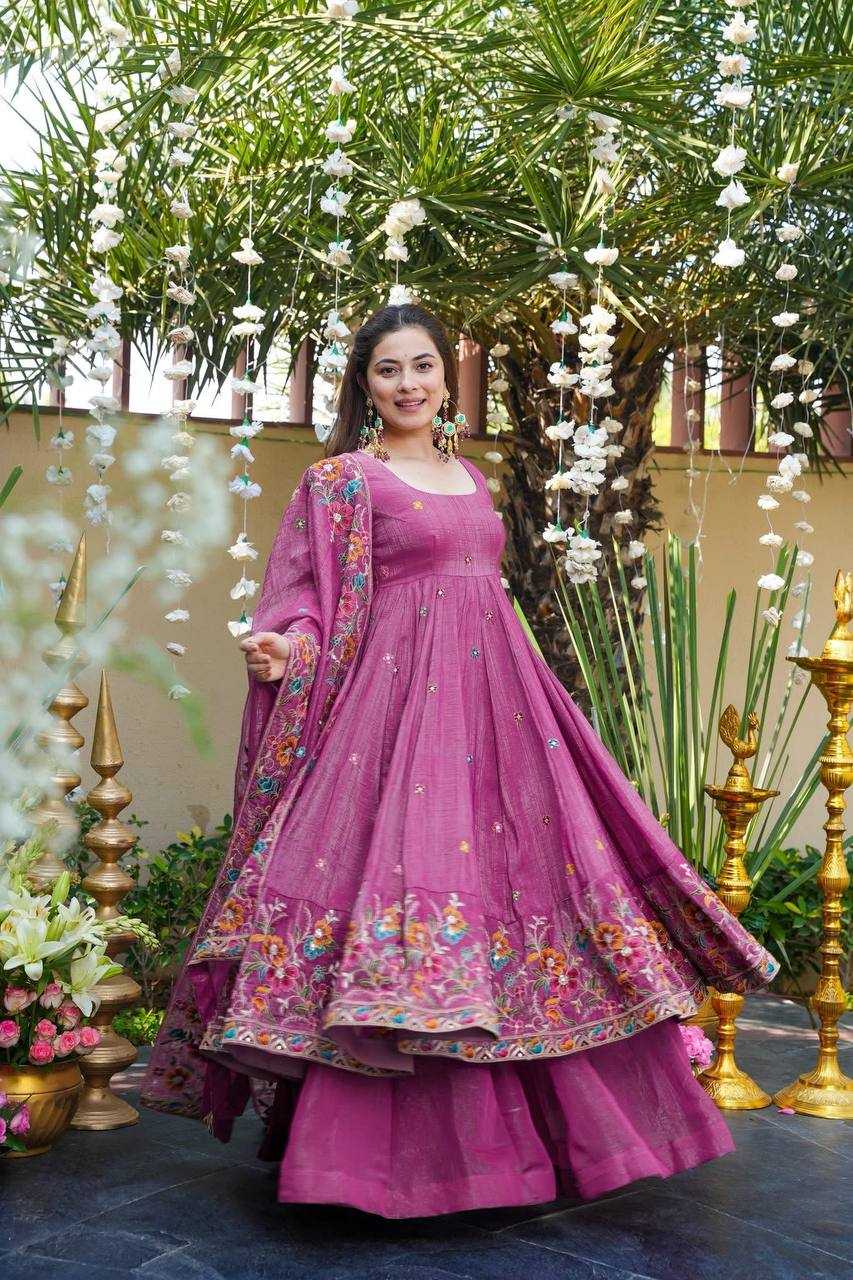 YNF Wholesale Crunchi Embroidery Gowns KESH104 TD-6098 | Surat Manufacturer