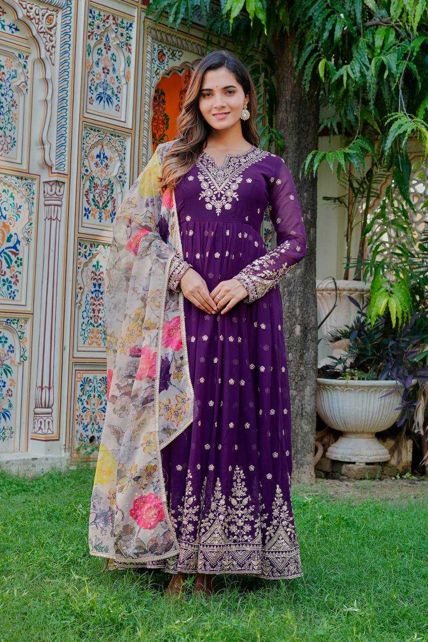 YNF Wholesale Georgette Printed Gowns RIN133 55 | Surat Manufacturer