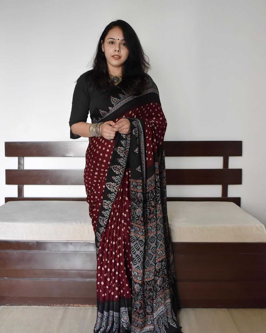 YNF Wholesale Muslin Silk Hand Block Printed Silk Saree KESH682 Aamira | Surat Manufacturer