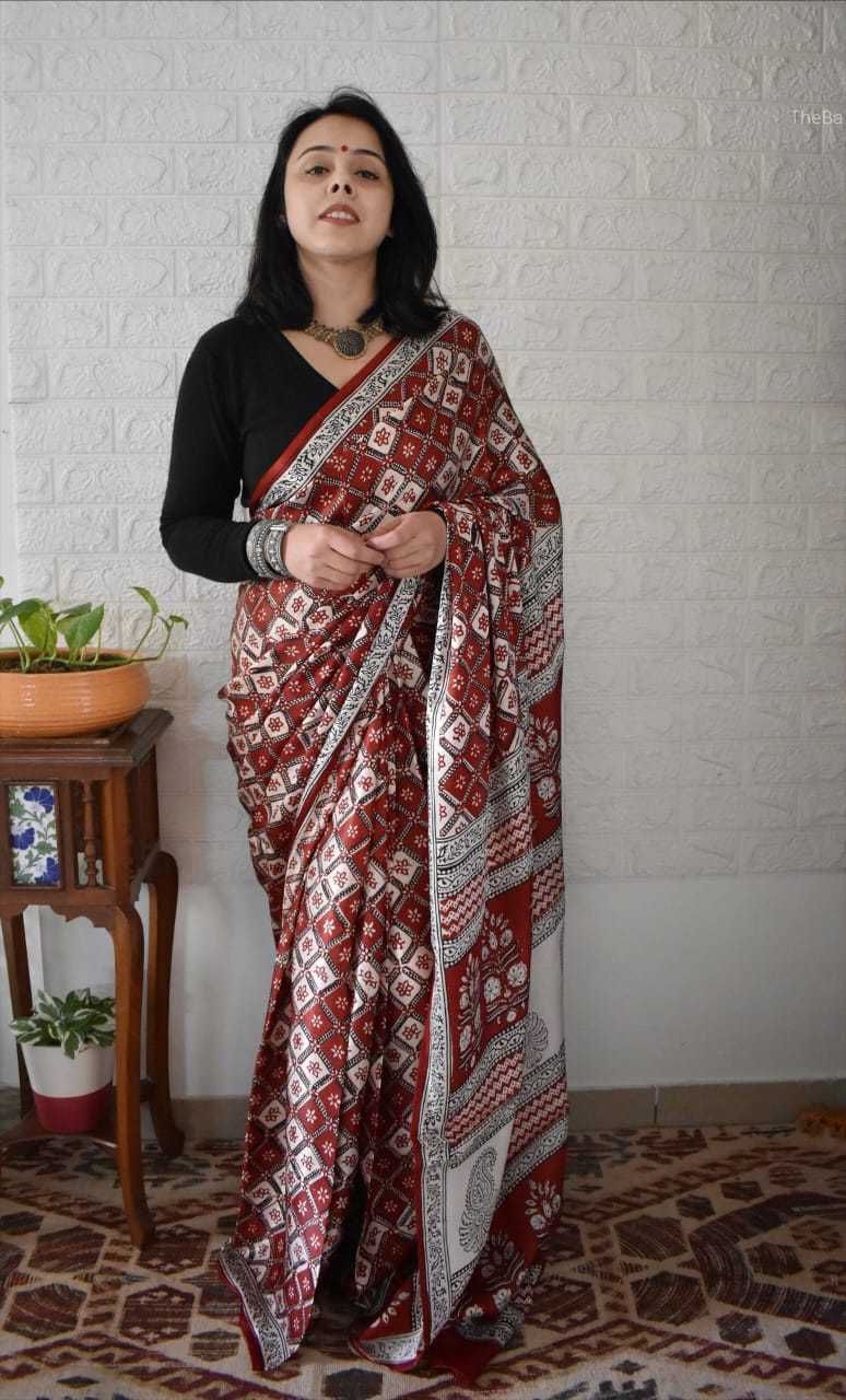 YNF Wholesale Muslin Silk Hand Block Printed Silk Saree KESH682 Aamira | Surat Manufacturer