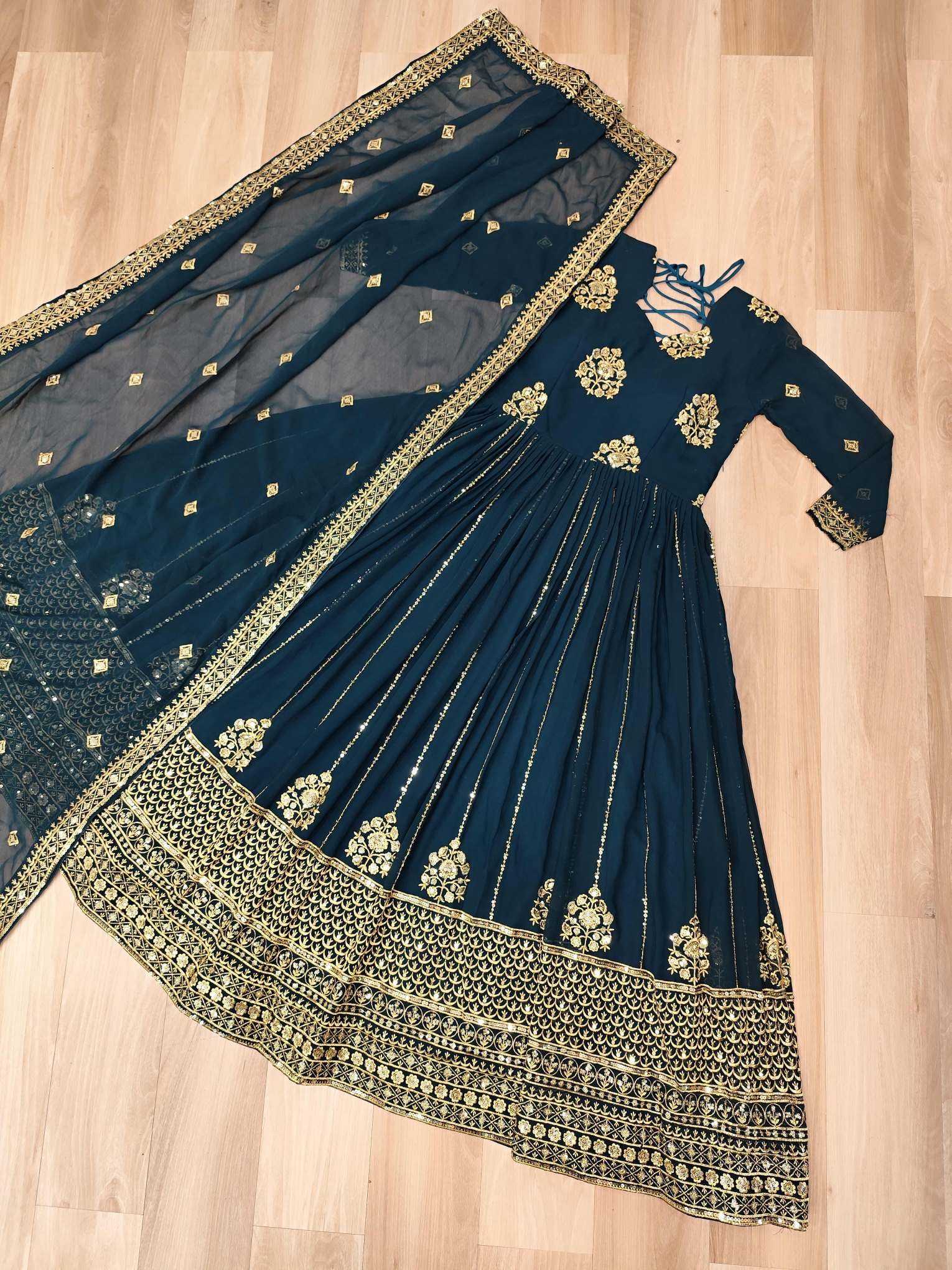 Ynf Premium Georgette  Gowns Wholesale Fancy Gowns Georgette Gown Embroidered Gown Manufacturer - YNF Online