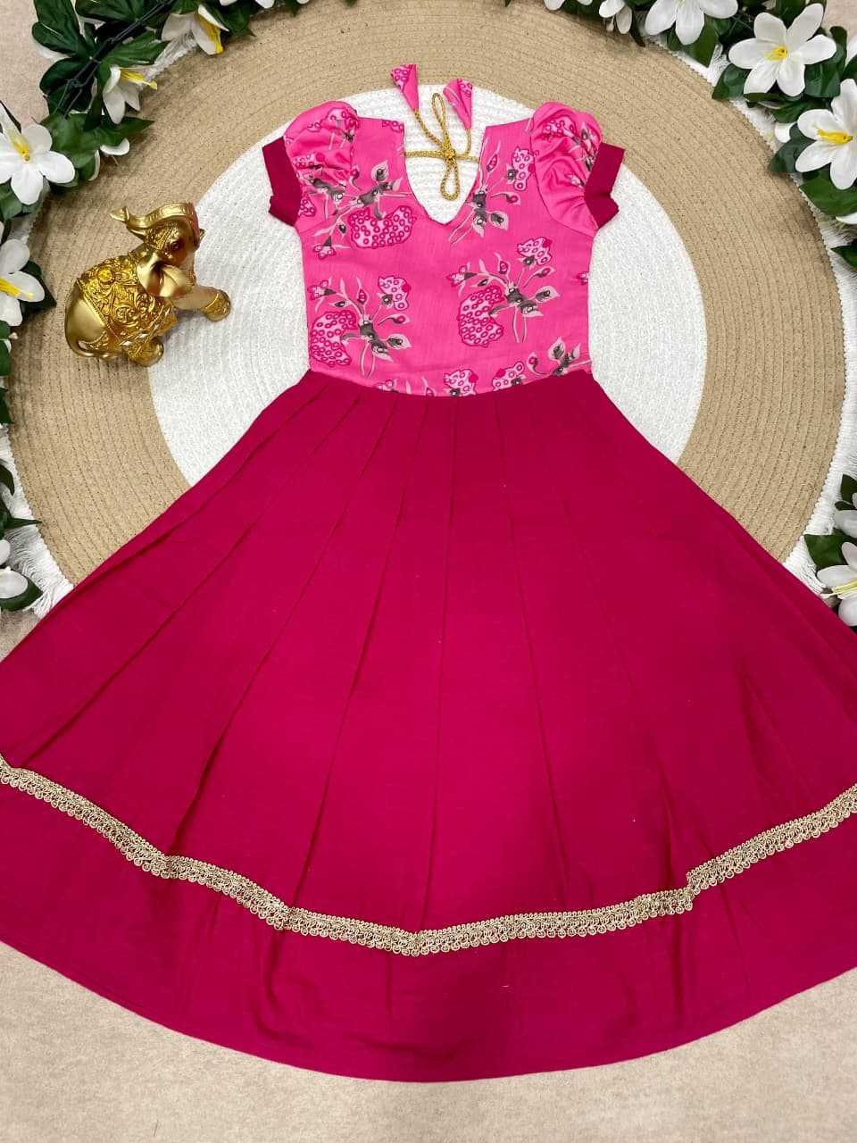 YNF Wholesale Pure Cotton Kids Gown KESH505 Pinkky | Surat Manufacturer