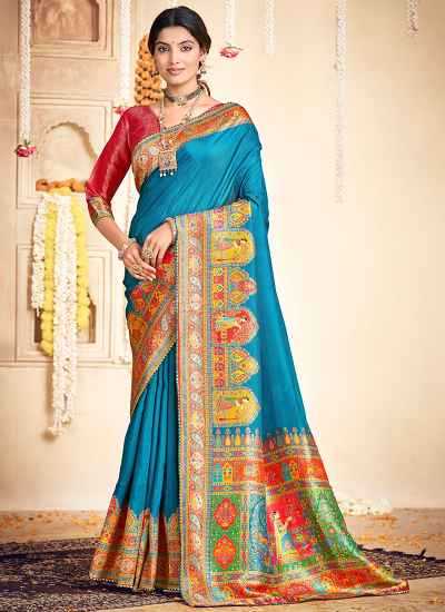 Ynf Russian Silk  Sarees Wholesale Printed Sarees Striped Sarees Festive Sarees Manufacturer - YNF Online