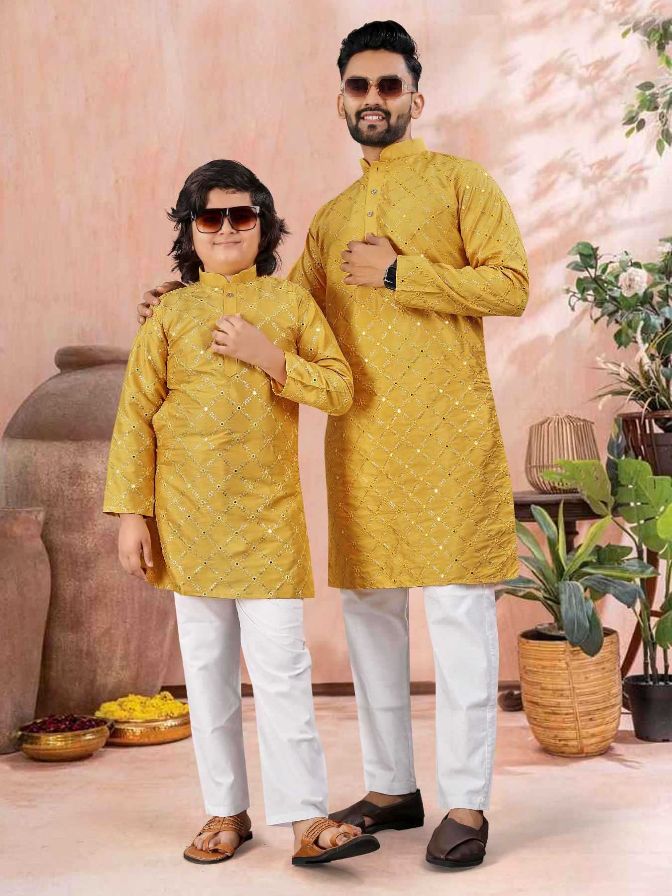 YNF Wholesale Soft Silk Boys Kurta Pyjama KESH747 GOLDEN | Surat Manufacturer