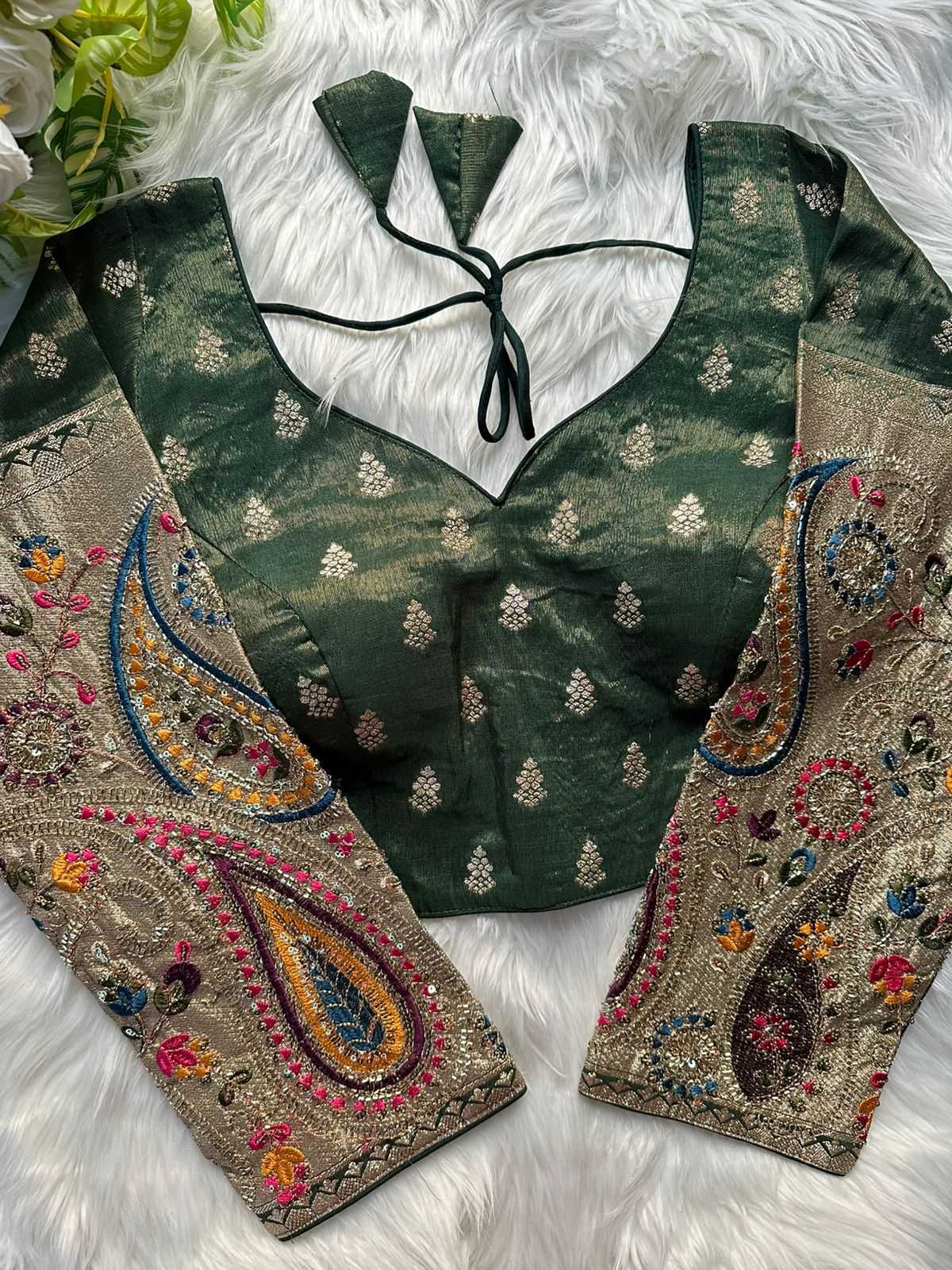 Ynf Tissue  Readymade Blouses Festive Collections Wholesale Designer Blouse Embroidered Blouses Navratri Blouses Manufacturer - YNF Online