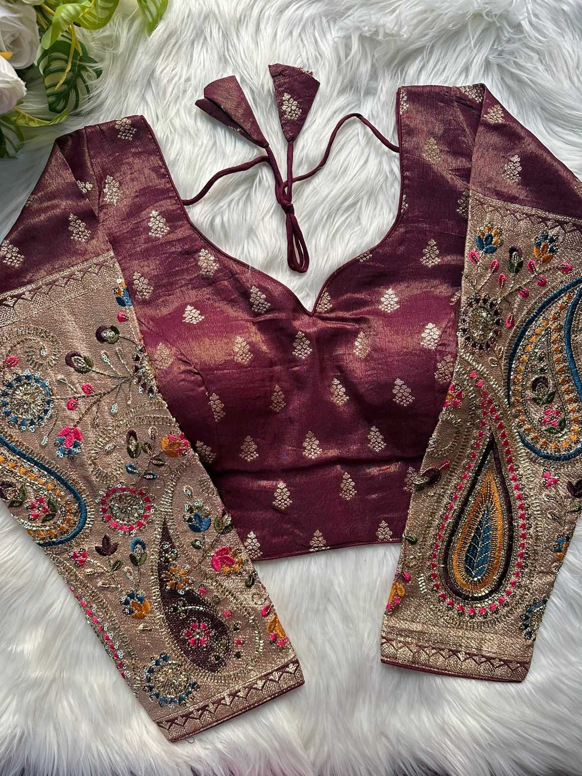 Ynf Tissue  Readymade Blouses Festive Collections Wholesale Designer Blouse Embroidered Blouses Navratri Blouses Manufacturer - YNF Online