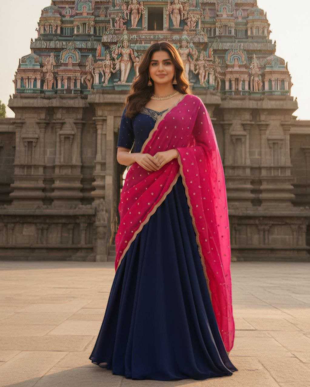 YNF Wholesale Vichitra Silk Embroidery Gowns KESH103 Gown | Surat Manufacturer