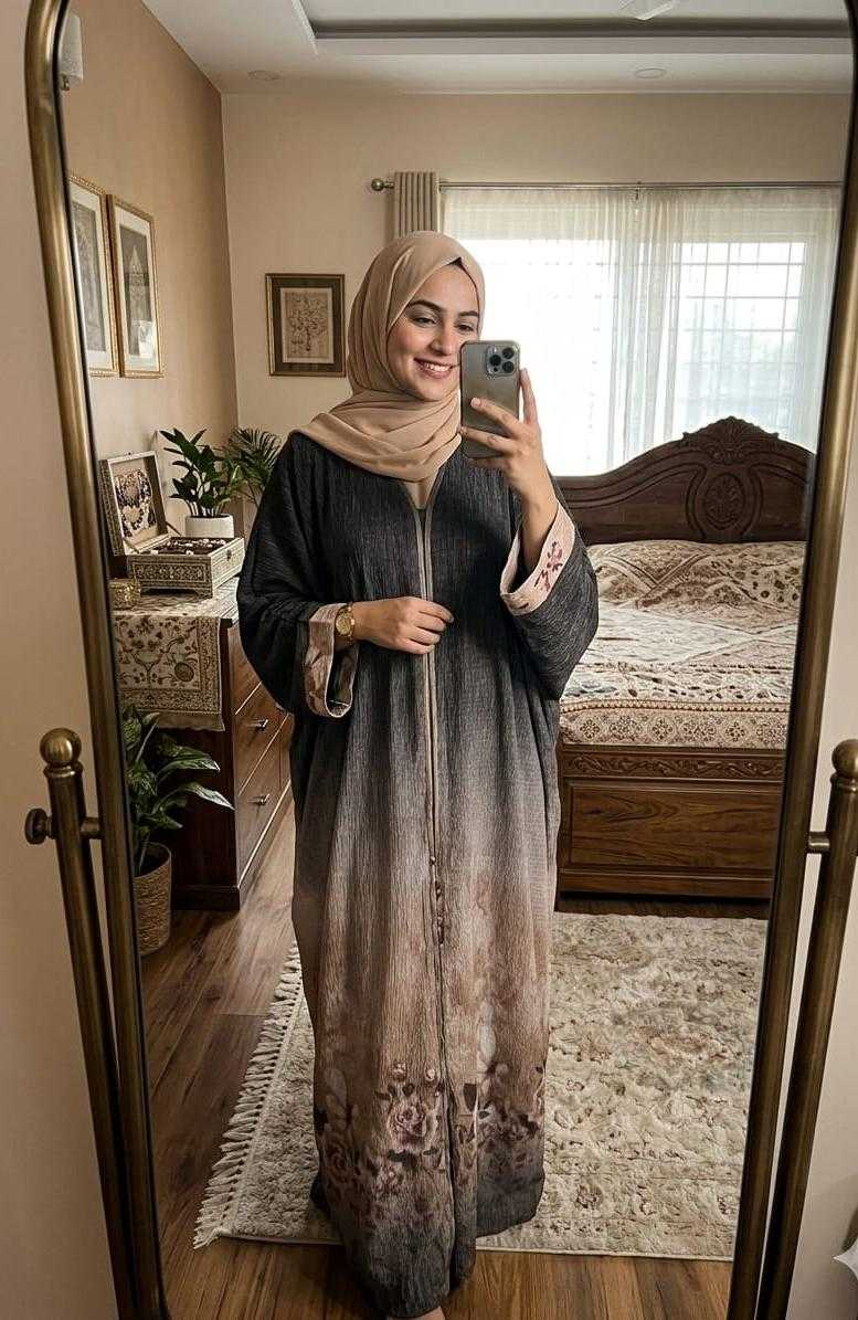 YNF Wholesale Crush Silk Abaya KESH611 101 | Surat Manufacturer