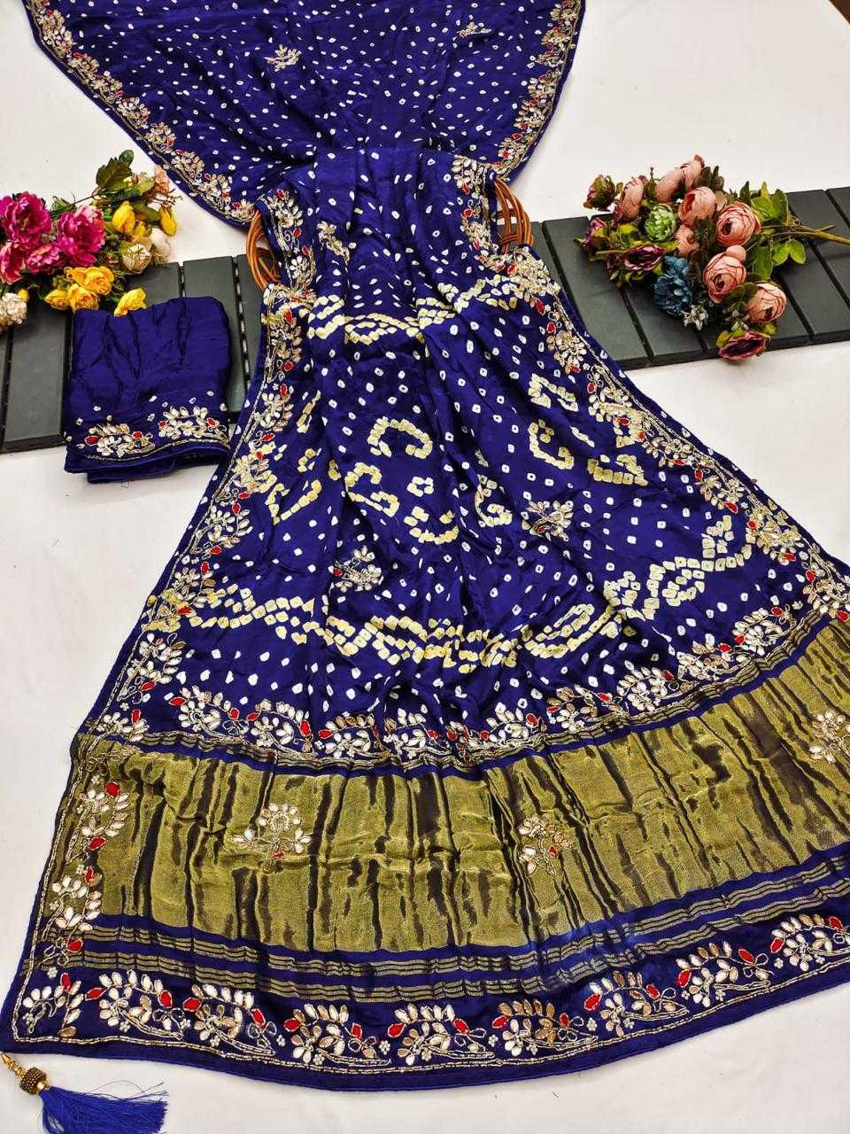 Ynf Gajji Silk  Sarees Bollywood Collections Festive Collections Wholesale Gota Patti Sarees Ankita Lokhande Collections Karwa Chauth Sarees Manufacturer - YNF Online