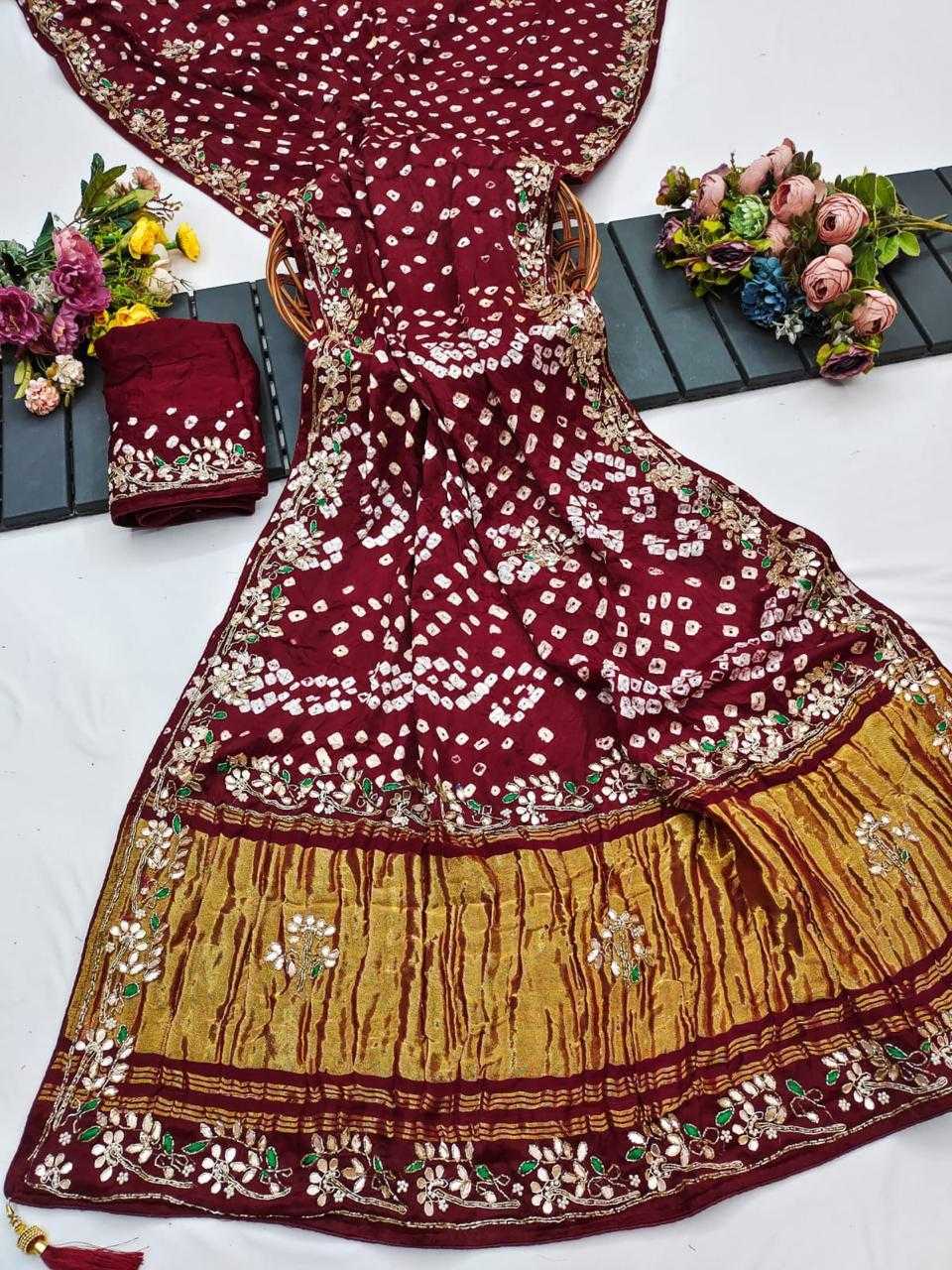 Ynf Gajji Silk  Sarees Bollywood Collections Festive Collections Wholesale Gota Patti Sarees Ankita Lokhande Collections Karwa Chauth Sarees Manufacturer - YNF Online