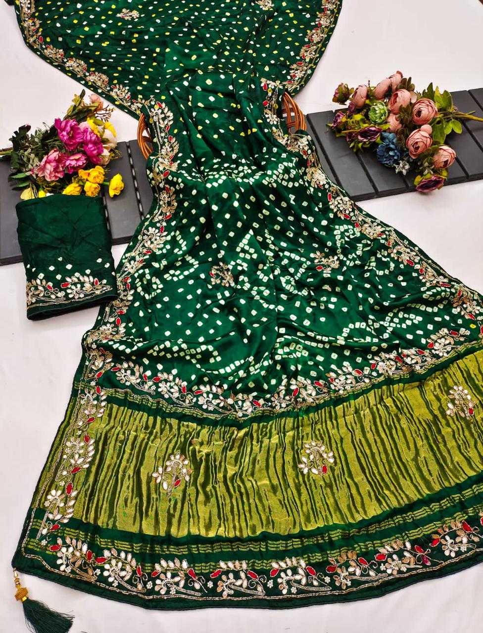 Ynf Gajji Silk  Sarees Bollywood Collections Festive Collections Wholesale Bandhani Bandhej Sarees Silk Sarees Ankita Lokhande Collections Manufacturer - YNF Online