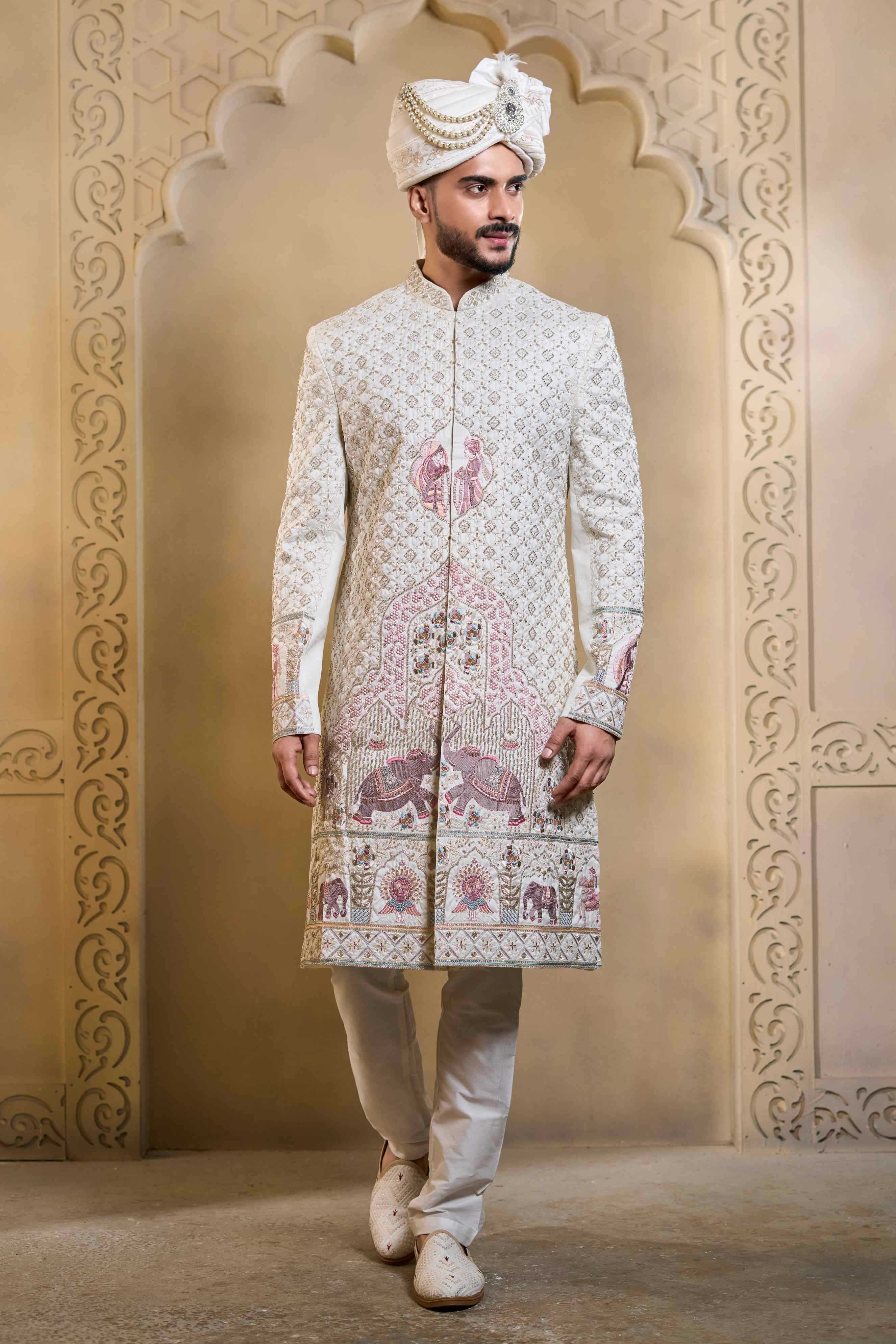 YNF Wholesale Heavy Silk Wedding Sherwani RIN223 5090 - 5108 | Surat Manufacturer