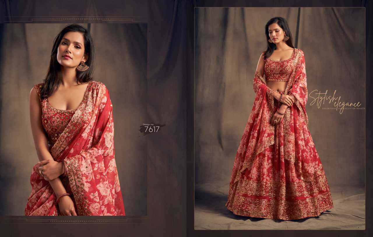 YNF Wholesale Organza Embroidered Lehenga KESH113 ZEEL CLOTHING FLORAL VOL-2 7611-16 | Surat Manufacturer