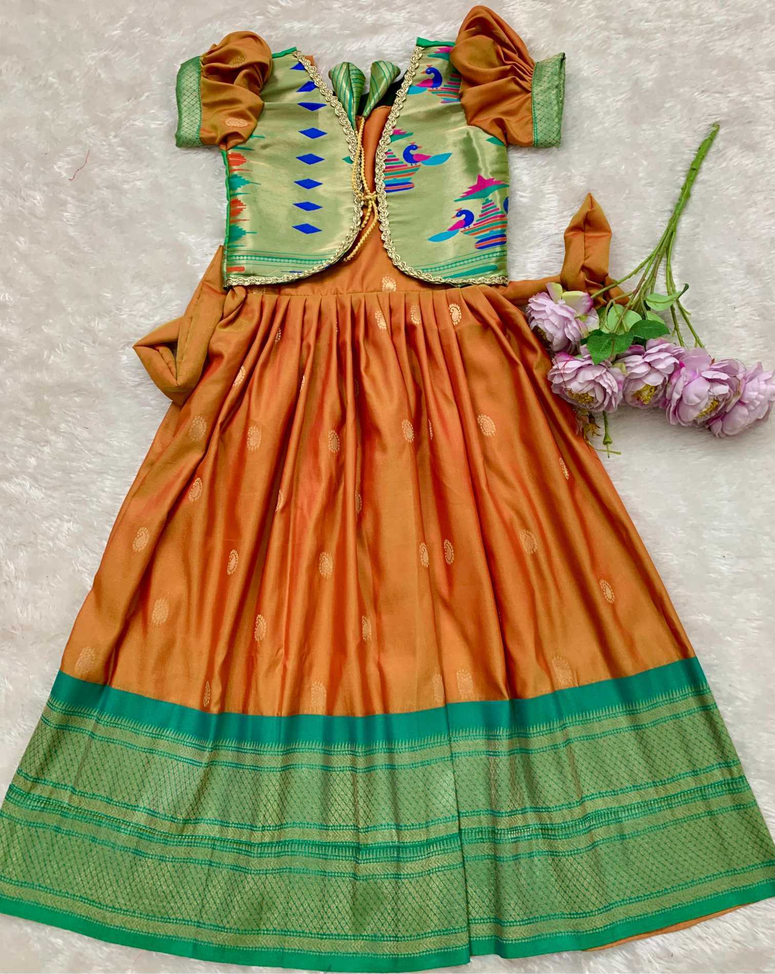 YNF Wholesale Paithani Silk Kids Gown KESH685 Atiriya | Surat Manufacturer