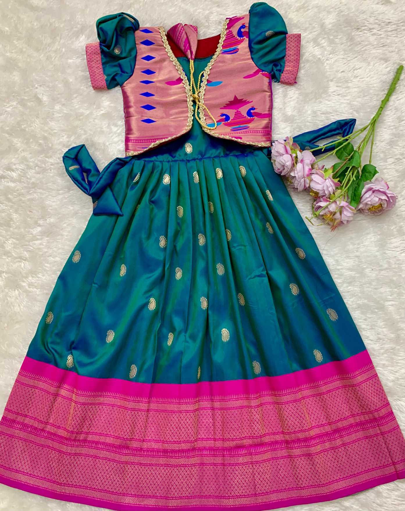 YNF Wholesale Paithani Silk Kids Gown KESH685 Atiriya | Surat Manufacturer