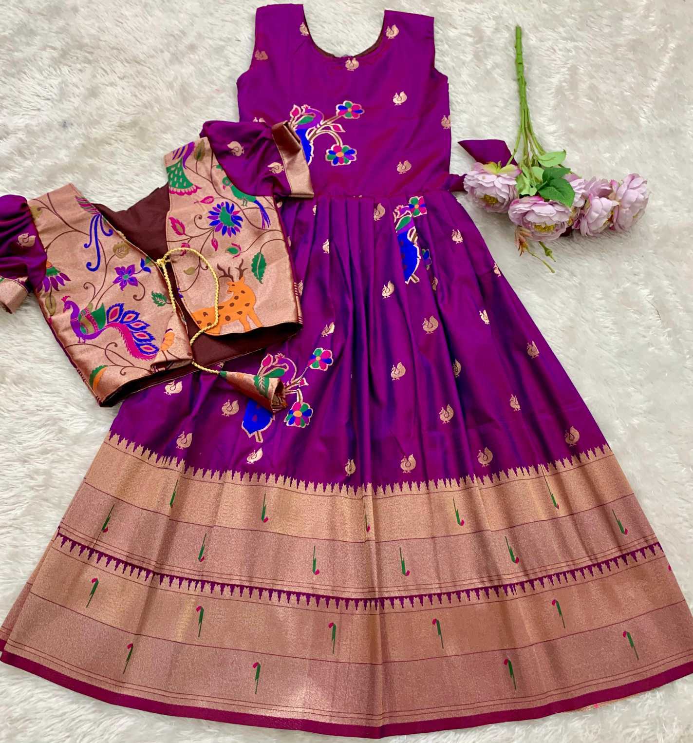 YNF Wholesale Paithani Silk Kids Gown KESH685 Bhavishaara | Surat Manufacturer