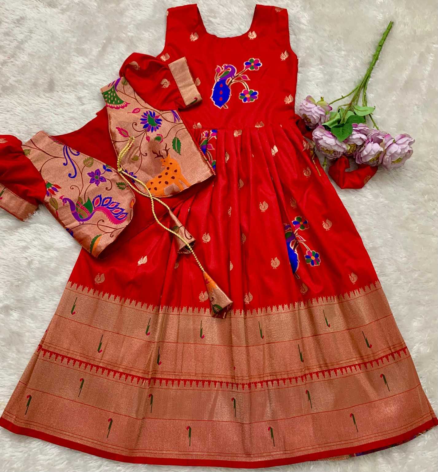 YNF Wholesale Paithani Silk Kids Gown KESH685 Bhavishaara | Surat Manufacturer