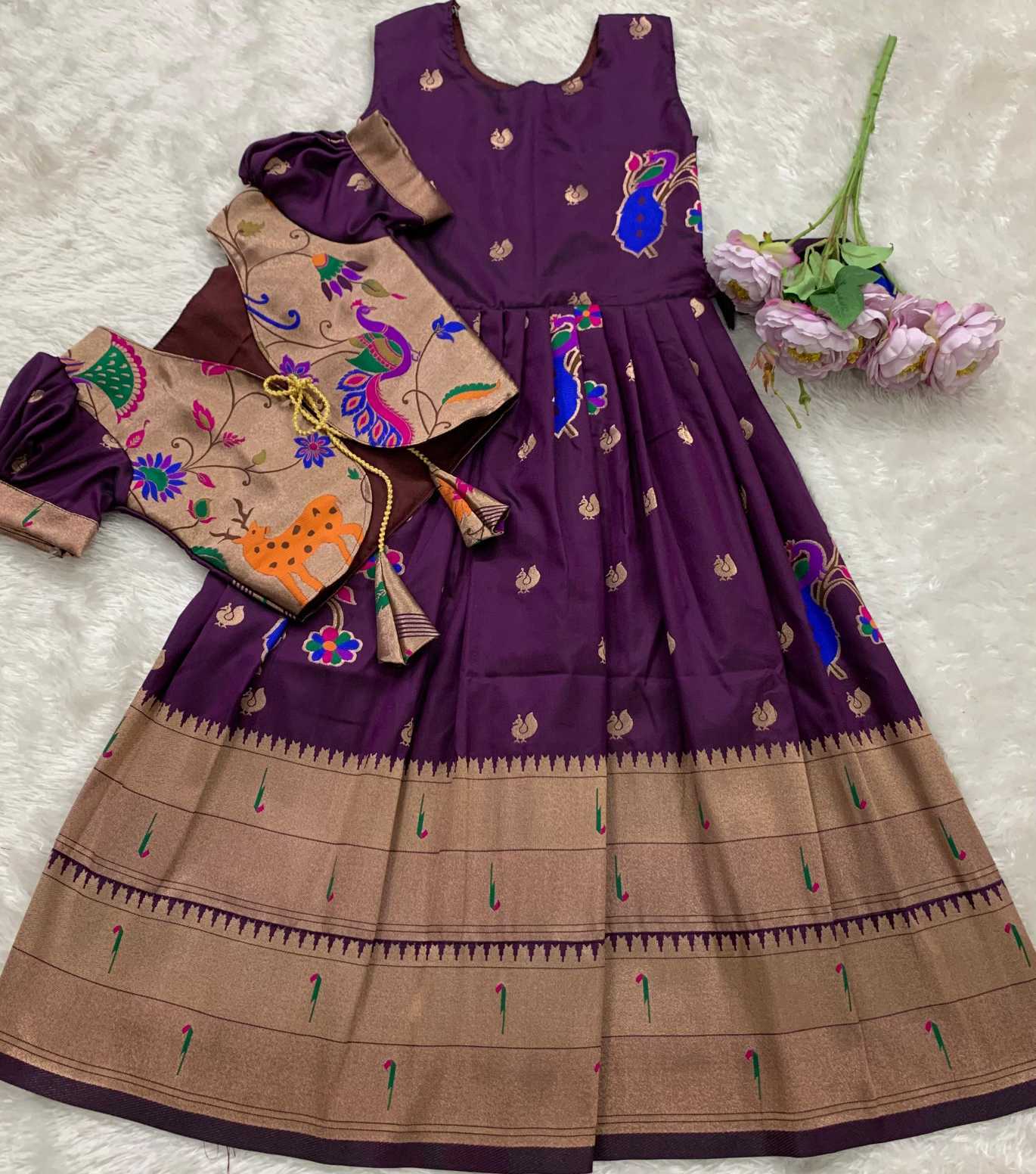 YNF Wholesale Paithani Silk Kids Gown KESH685 Bhavishaara | Surat Manufacturer