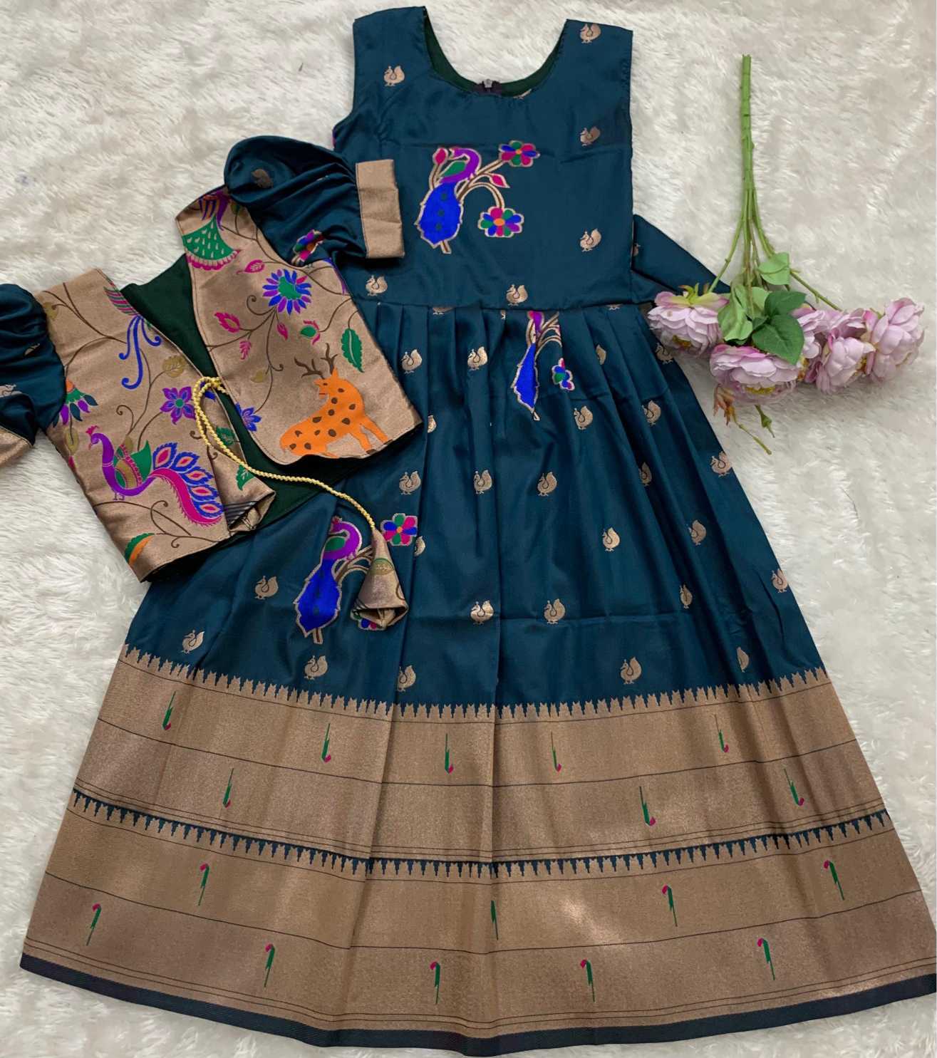 YNF Wholesale Paithani Silk Kids Gown KESH685 Bhavishaara | Surat Manufacturer