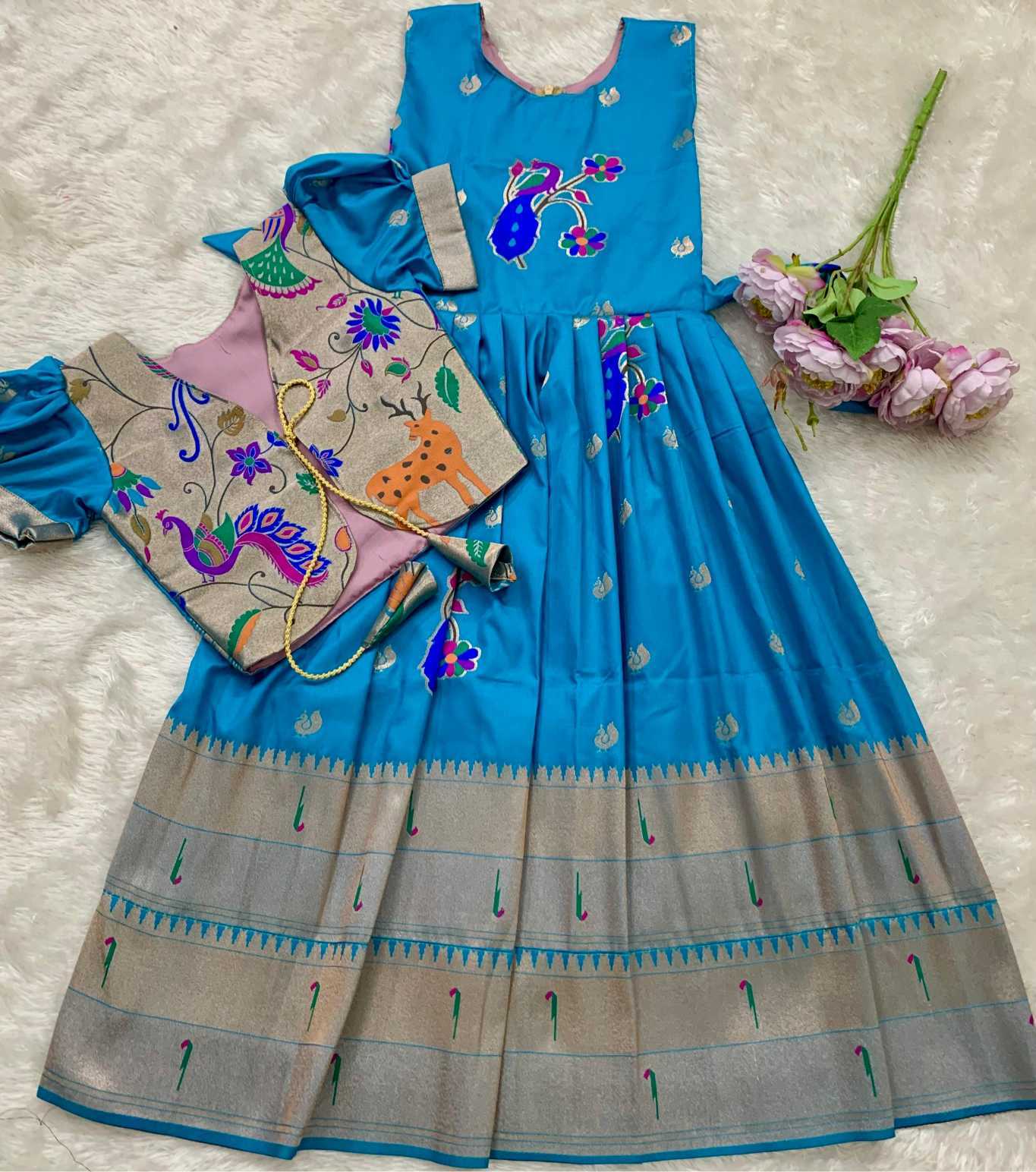 YNF Wholesale Paithani Silk Kids Gown KESH685 Bhavishaara | Surat Manufacturer