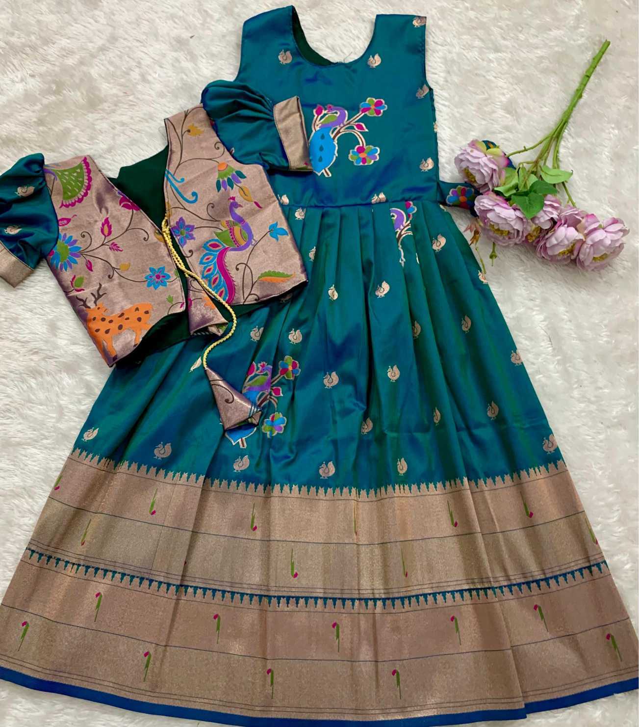 YNF Wholesale Paithani Silk Kids Gown KESH685 Bhavishaara | Surat Manufacturer