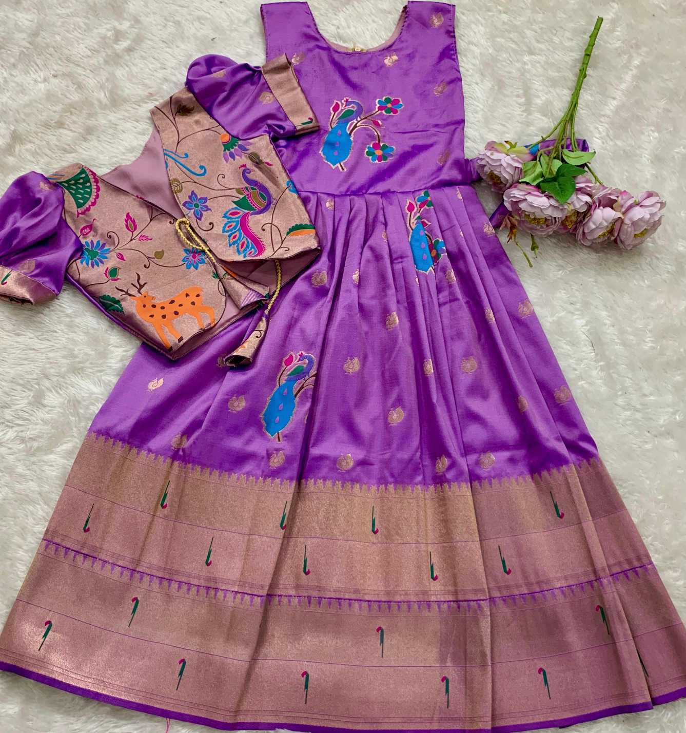 YNF Wholesale Paithani Silk Kids Gown KESH685 Bhavishaara | Surat Manufacturer
