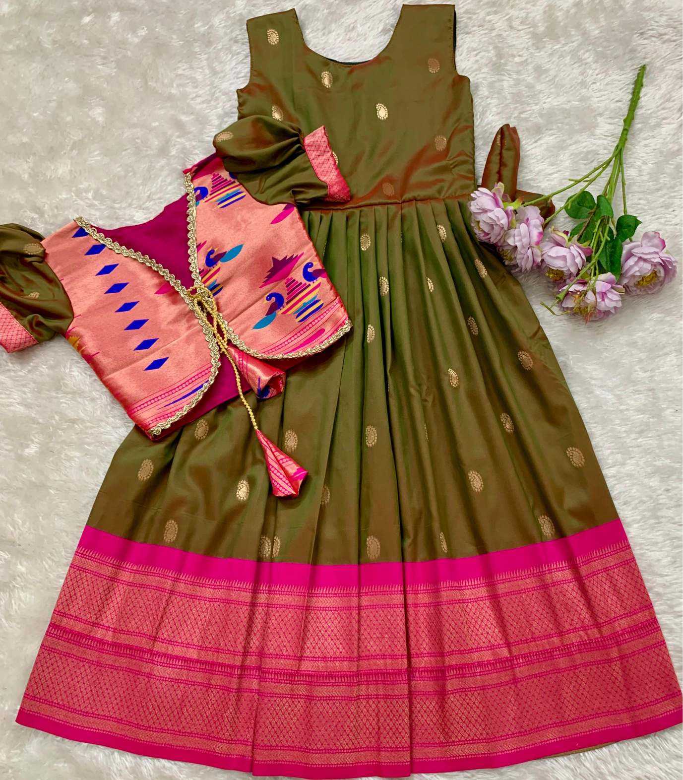YNF Wholesale Paithani Silk Kids Gown KESH685 pongal | Surat Manufacturer