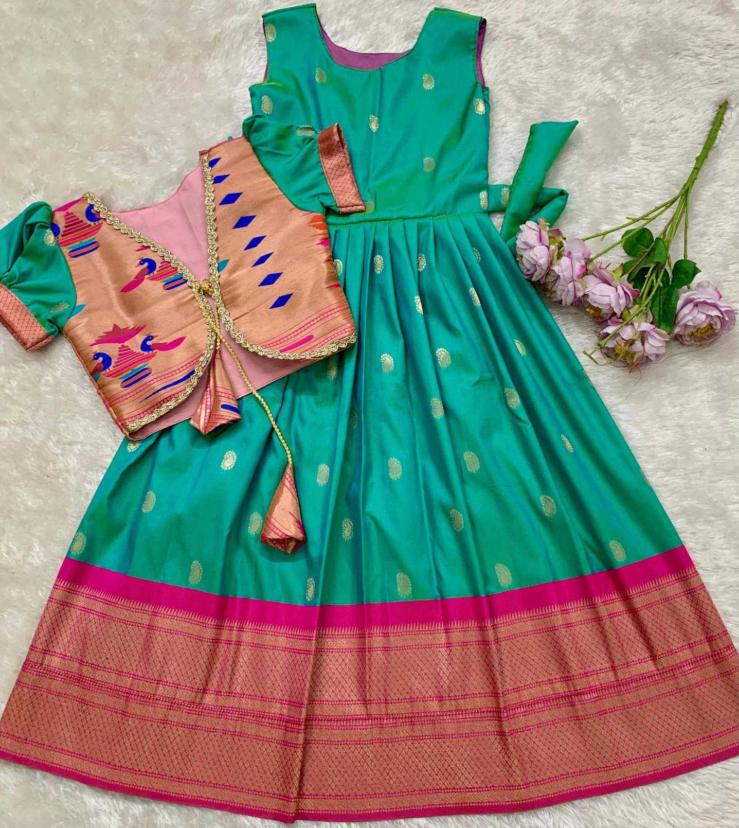 YNF Wholesale Paithani Silk Kids Gown KESH685 pongal | Surat Manufacturer