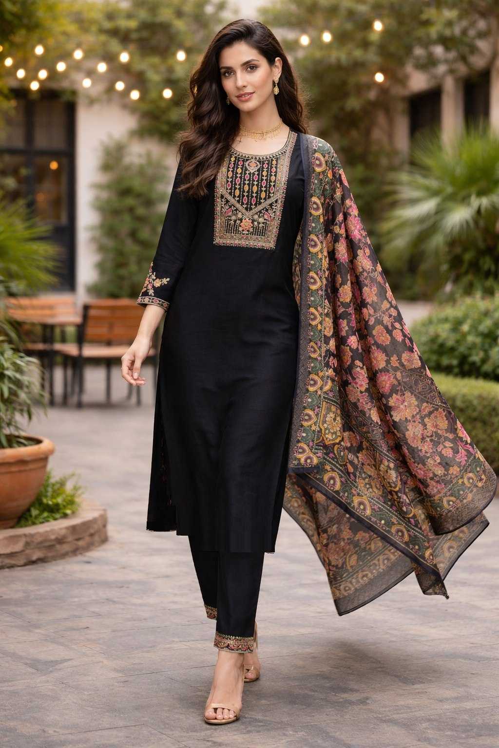 Ynf Silk Cotton  Kurti Wholesale Embroidered Kurtis Round Neck Kurtis 3/4 Sleeve Kurtis Manufacturer - YNF Online