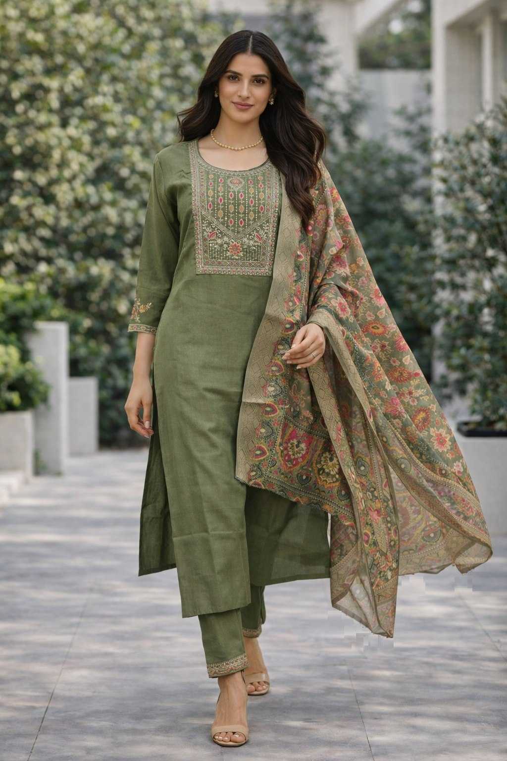Ynf Silk Cotton  Kurti Wholesale Embroidered Kurtis Round Neck Kurtis 3/4 Sleeve Kurtis Manufacturer - YNF Online